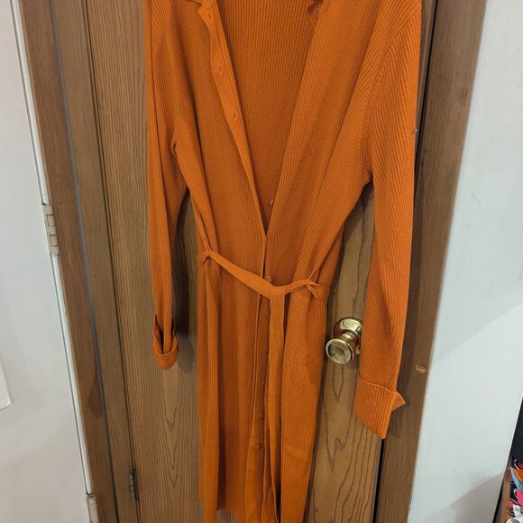 First Issue by Liz Claiborne Full Length Rust/Orange Cardigan or Belted Dress-XL - Picture 2 of 4